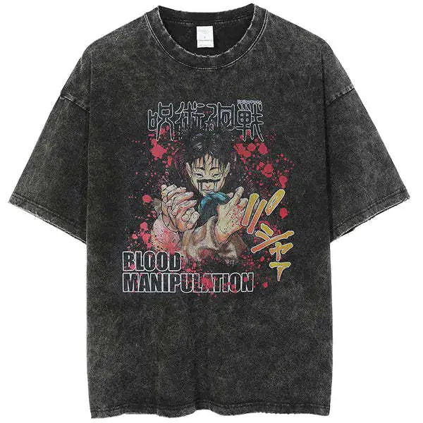 Vintage Washed Jujutsu Kaisen T-Shirt – Gojo & Team Retro Anime Tee
