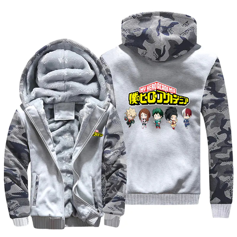My Hero Academia Thick Fleece Hoodie – Shoto Todoroki Winter Jacket