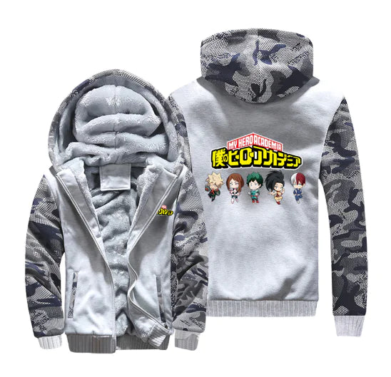 My Hero Academia Thick Fleece Hoodie – Shoto Todoroki Winter Jacket