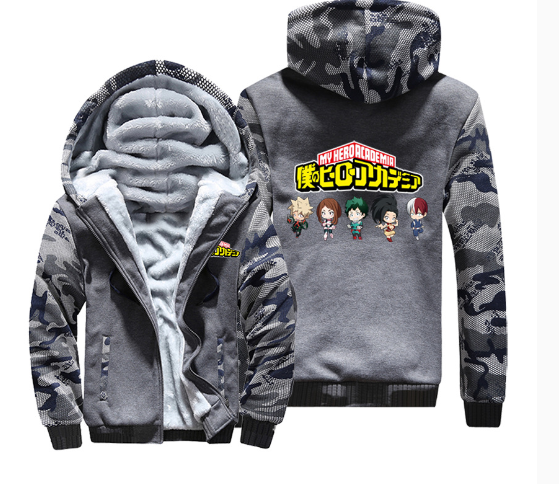 My Hero Academia Thick Fleece Hoodie – Shoto Todoroki Winter Jacket
