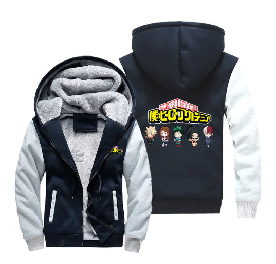 My Hero Academia Thick Fleece Hoodie – Shoto Todoroki Winter Jacket