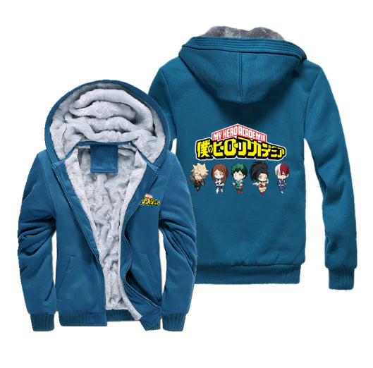 My Hero Academia Thick Fleece Hoodie – Shoto Todoroki Winter Jacket