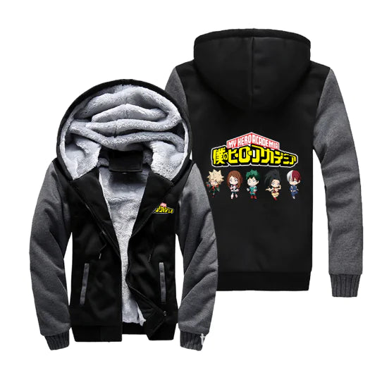 My Hero Academia Thick Fleece Hoodie – Shoto Todoroki Winter Jacket