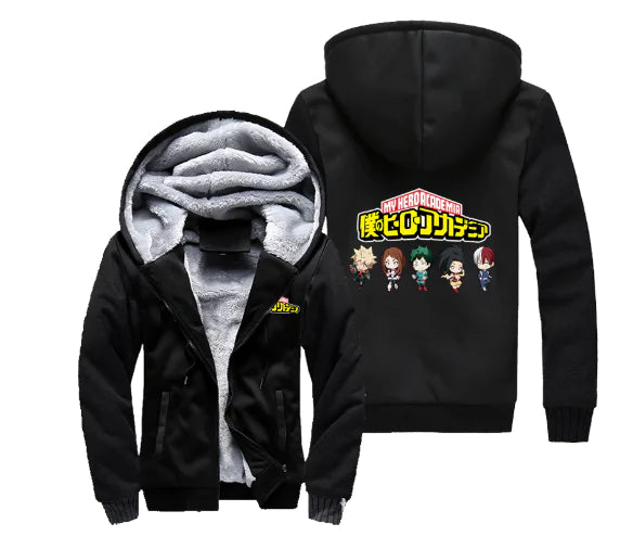 My Hero Academia Thick Fleece Hoodie – Shoto Todoroki Winter Jacket