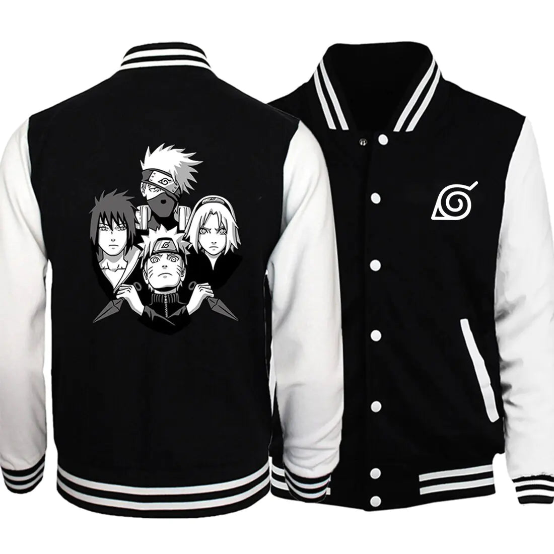 Naruto Unisex Varsity Jacket – Konoha Symbol Baseball Style