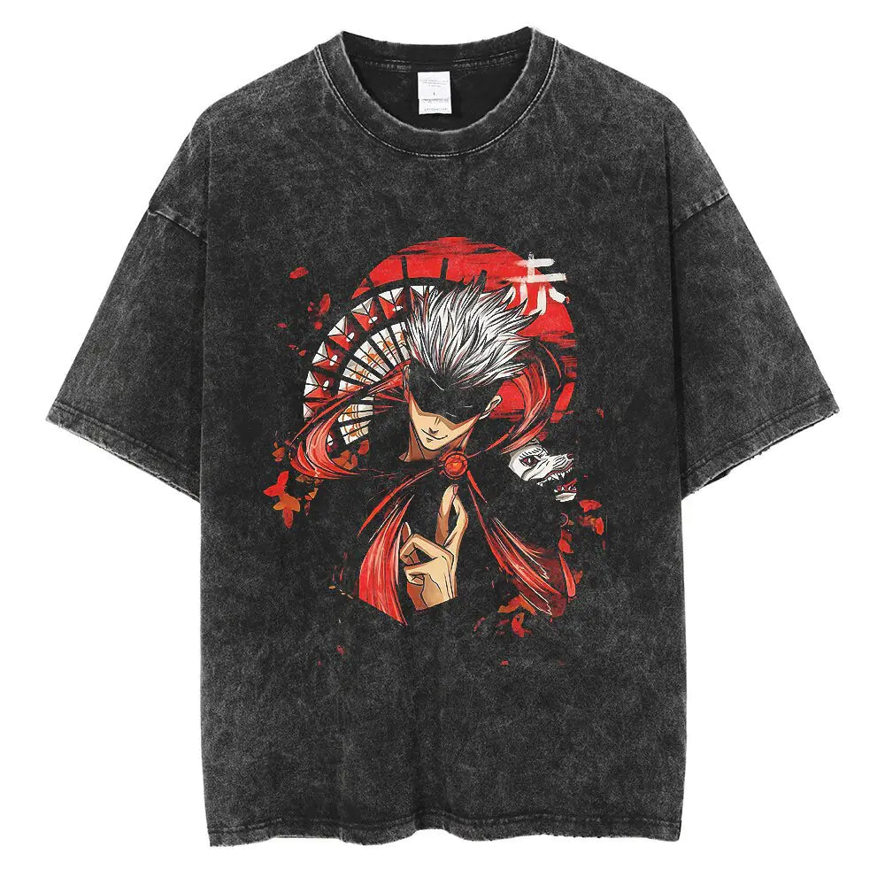 Vintage Washed Jujutsu Kaisen T-Shirt – Gojo & Team Retro Anime Tee