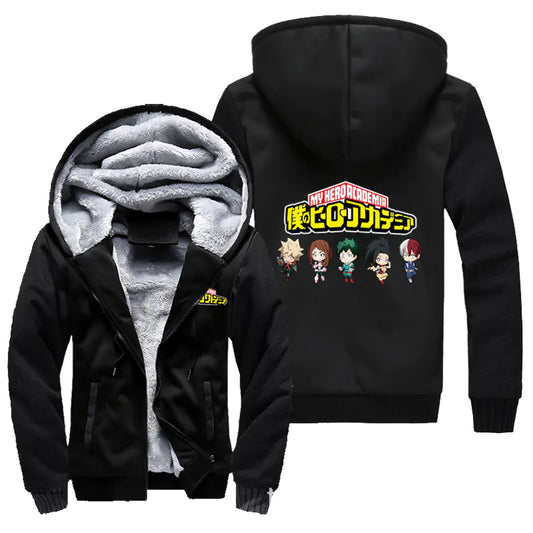 My Hero Academia Thick Fleece Hoodie – Shoto Todoroki Winter Jacket