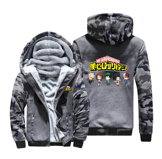 My Hero Academia Thick Fleece Hoodie – Shoto Todoroki Winter Jacket