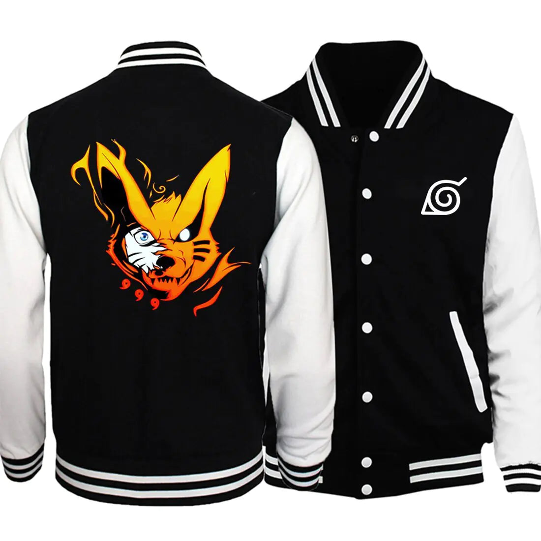 Naruto Unisex Varsity Jacket – Konoha Symbol Baseball Style