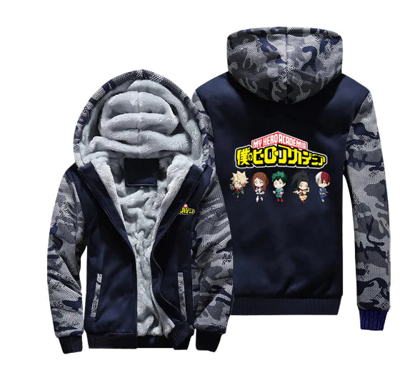 My Hero Academia Thick Fleece Hoodie – Shoto Todoroki Winter Jacket