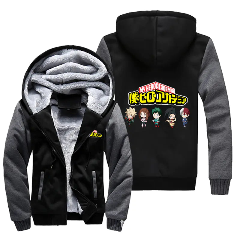 My Hero Academia Thick Fleece Hoodie – Shoto Todoroki Winter Jacket