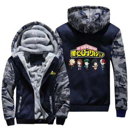My Hero Academia Thick Fleece Hoodie – Shoto Todoroki Winter Jacket