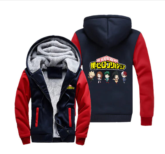 My Hero Academia Thick Fleece Hoodie – Shoto Todoroki Winter Jacket