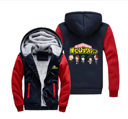 My Hero Academia Thick Fleece Hoodie – Shoto Todoroki Winter Jacket