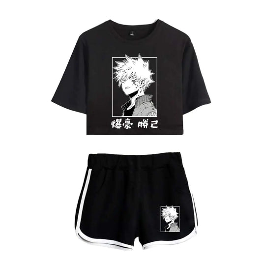 My Hero Academia 2-Piece Bakugou Set – Crop Top & Shorts Anime Outfit